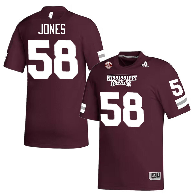 Men #58 Kameron Jones Mississippi State Bulldogs 2023 College Football Jerseys Stitched-Maroon